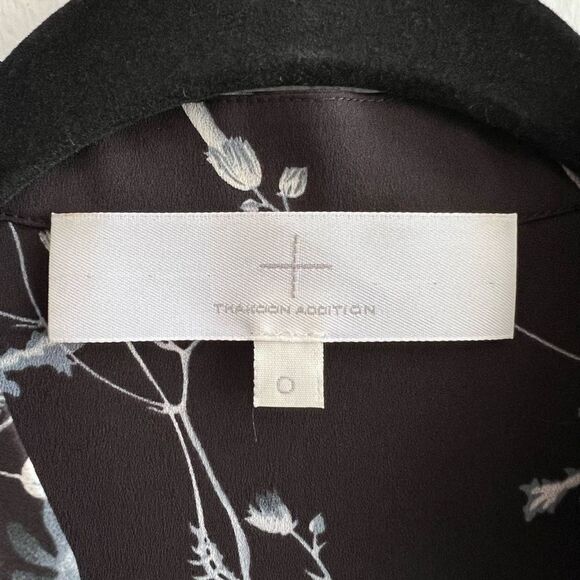 Thakoon Addition Dress Women's Size 0 Black Blue Floral Draped Elastic Waist - Picture 9 of 12